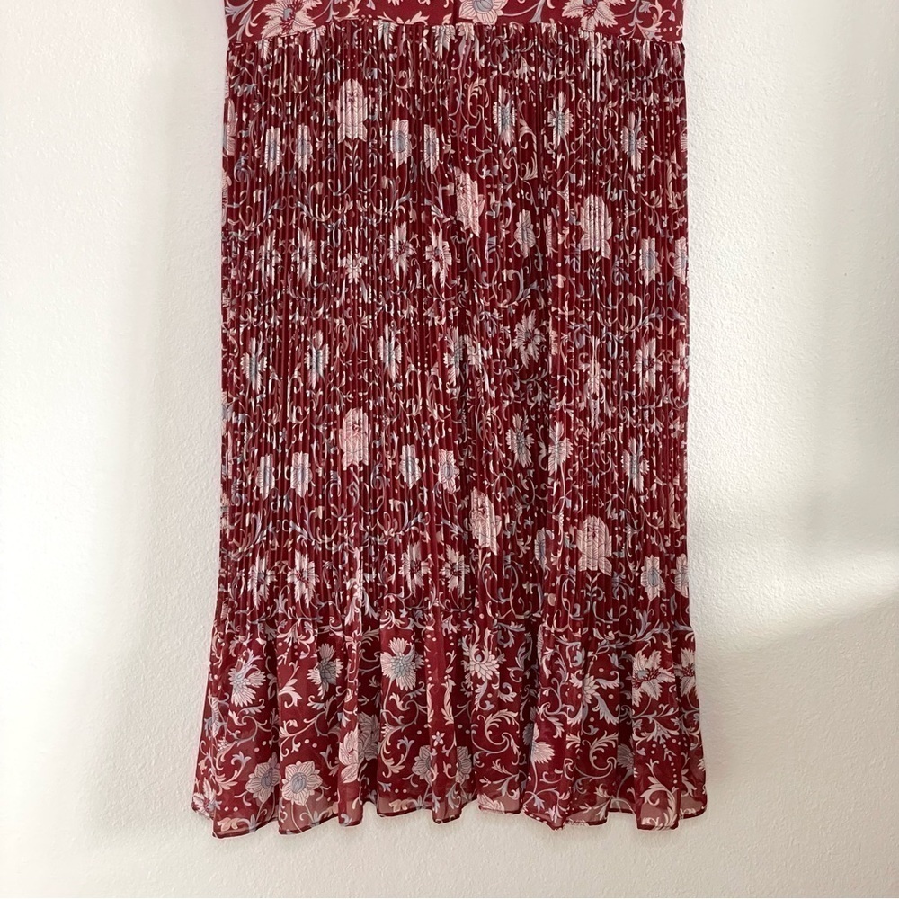 Anthropologie Plenty by Tracy Reese Arcadia Pleated Floral Midi Dress Crimson 8 - Picture 10 of 16